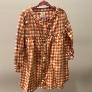 Carter's Orange and White Checkered Flannel Dress 🍂